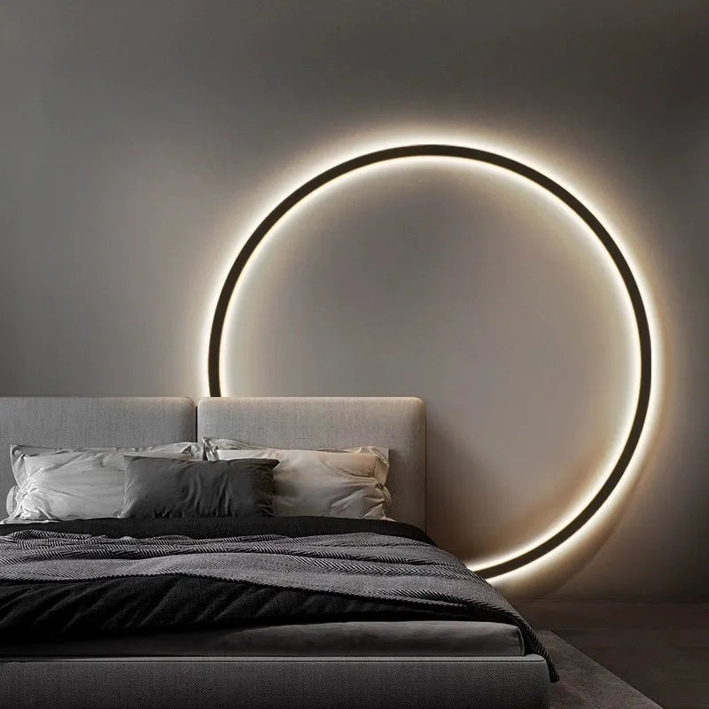 Modern Decorative LED Wall Lamp for Bedroom and Living Room, Scandinavian Design Round Ring Indoor USB Wall Sconce Lighting Fixture