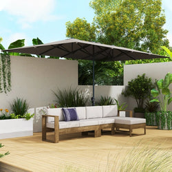 Comanlai Double Parasol with Crank, Garden Sunshade Umbrella, Balcony Parasol, UV Protection, for Balcony, Beach and Garden, 451 x 264 cm