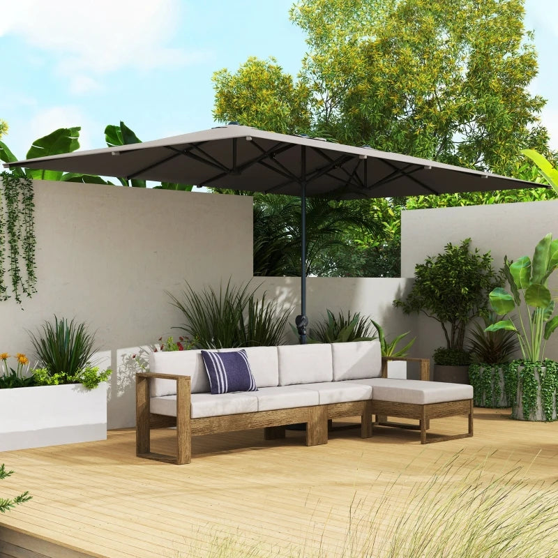 Comanlai Double Parasol with Crank, Garden Sunshade Umbrella, Balcony Parasol, UV Protection, for Balcony, Beach and Garden, 451 x 264 cm
