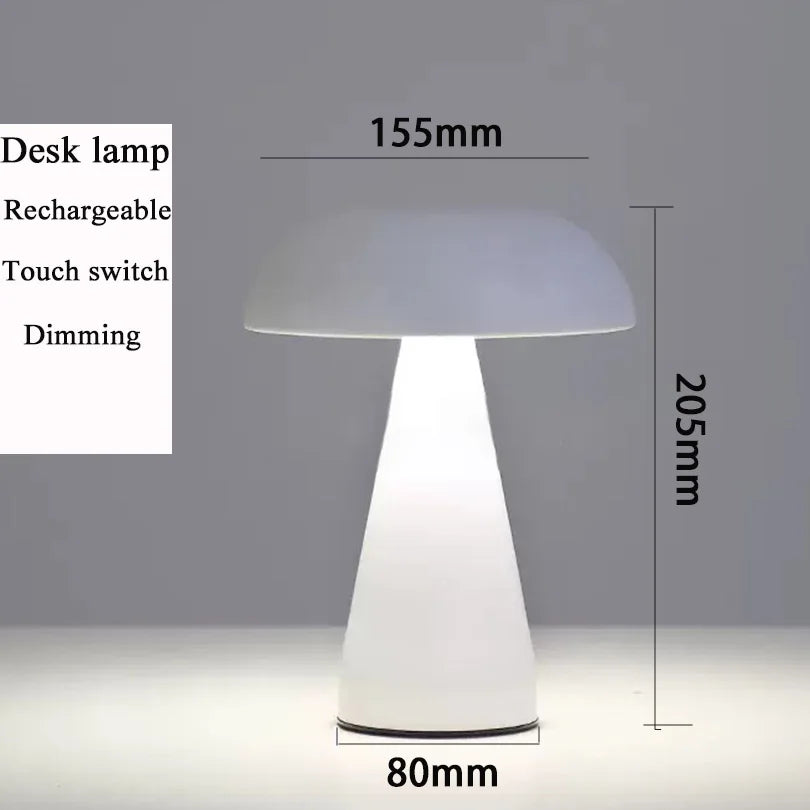 LED Table Lamp, Retro Mushroom Touch-Sensor Bedside Lamp, Rechargeable Reading Light for Bedroom, Restaurant and Bar Decor Lighting