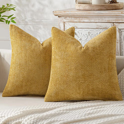 2Pcs Chenille Knitted Throw Pillow Covers Cross-Stitch Design Simple Solid Color Sofa Cushion Cover A Set Includes 2 Pillowcases