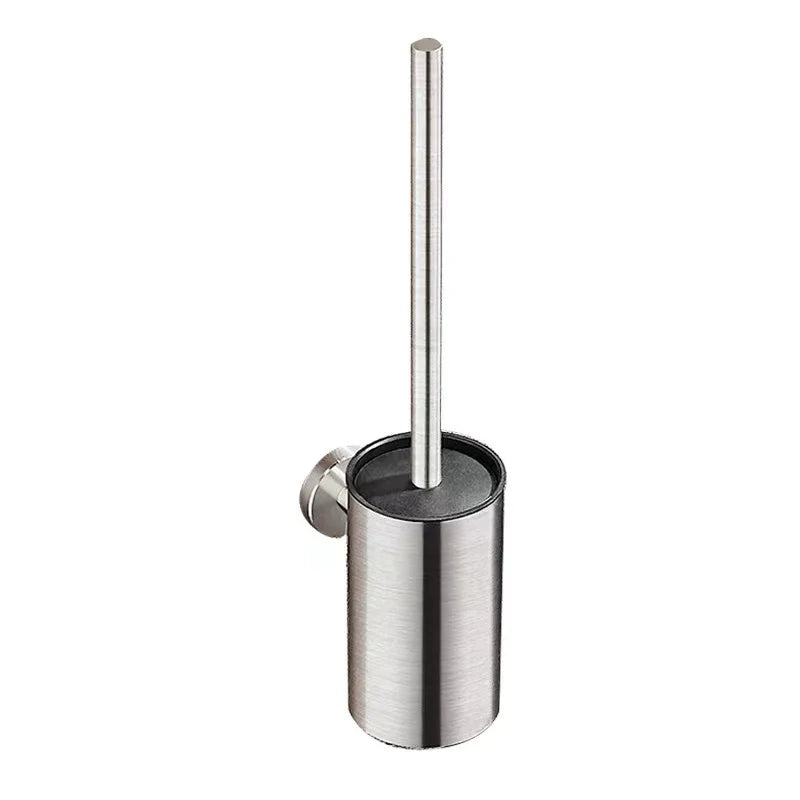 Stainless Steel Toilet Brush Black Bathroom Cleaning Brush Holder with Toilet Brush Wall Mount