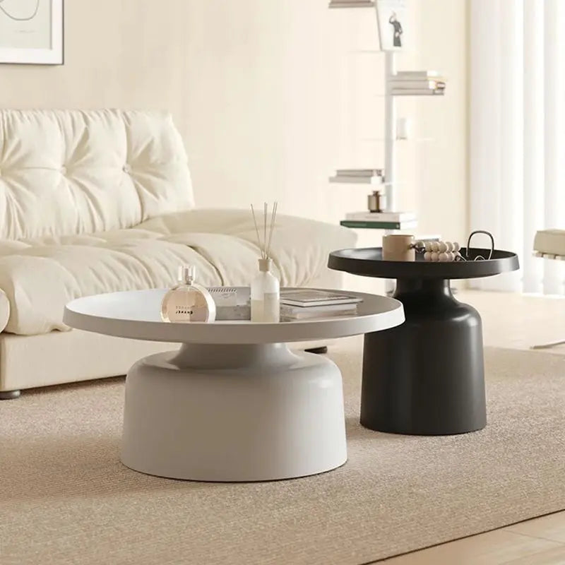 Modern Scandinavian Round Coffee Table, Luxury Minimalist Side Table for Small Spaces, Living Room, Bedroom or Bedside Use
