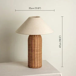 Wabi-sabi Retro Desk Lamp Handwoven Rattan Shade Japanese for Bedroom Living room Hotel Study Decor E27 Bulb Table Light
