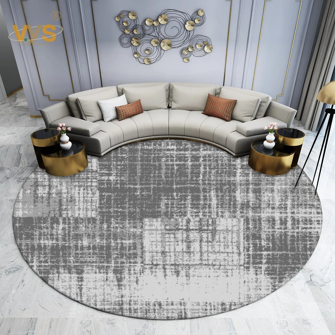 Modern-Style Rugs for Living Room, Light Luxury Bedroom Decor, Round Rug, Thick Plush Lounge Rug, Fluffy Soft Floor Gray Mat