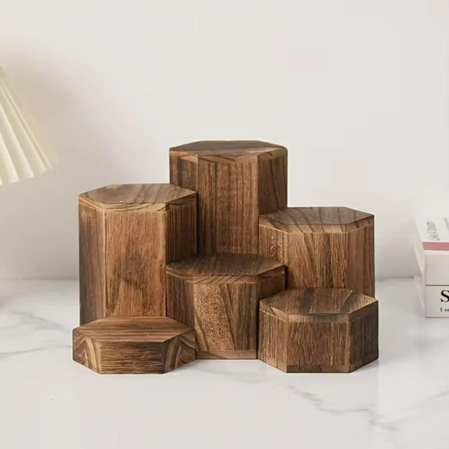 Wooden 6-piece Hexagonal Display Rack Suitable for Showcasing Jewelry and Accessories Brown Cube Storage Rack Gift Storage