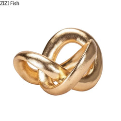 Abstract Circular Sculpture Golden Resin Ornament Desktop Knot Sculpture Display Model Handicrafts Figurines Decoration Crafts