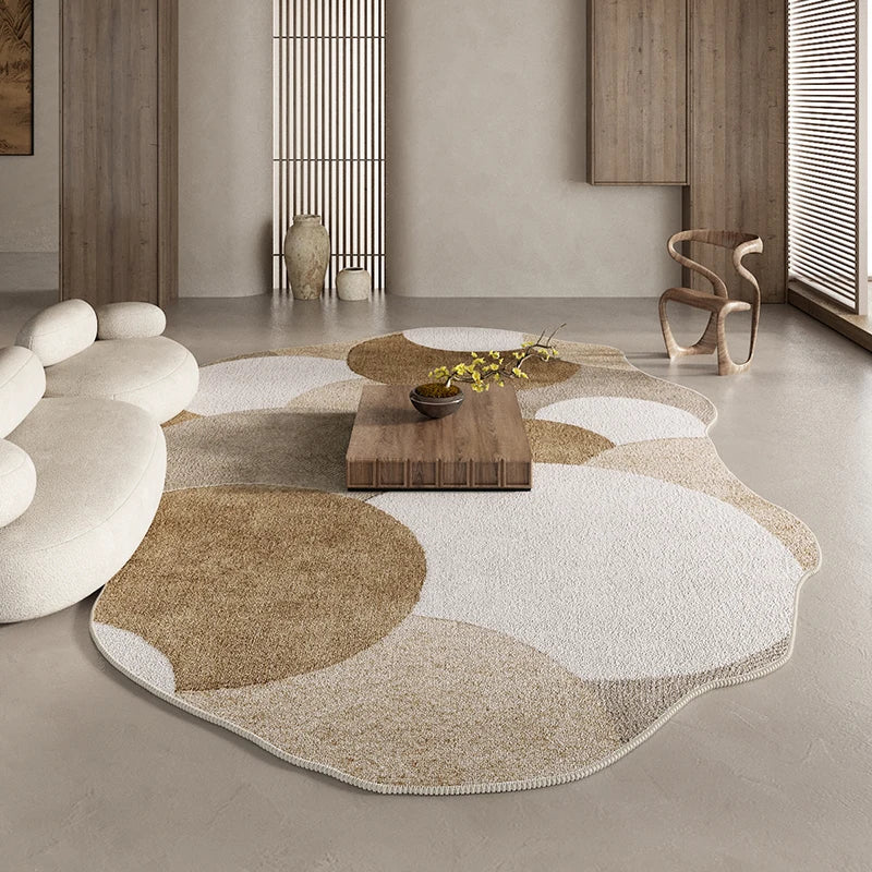 American Retro Rugs for Bedroom, Fluffy Soft Brown Plush Rug, Irregular Living Room Decorative Carpet, Large Thickened Floor Mat