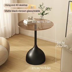 Modern Round Side Table with Tempered Glass Top and Metal Frame - Small Accent Table for Living Room or Bedroom
