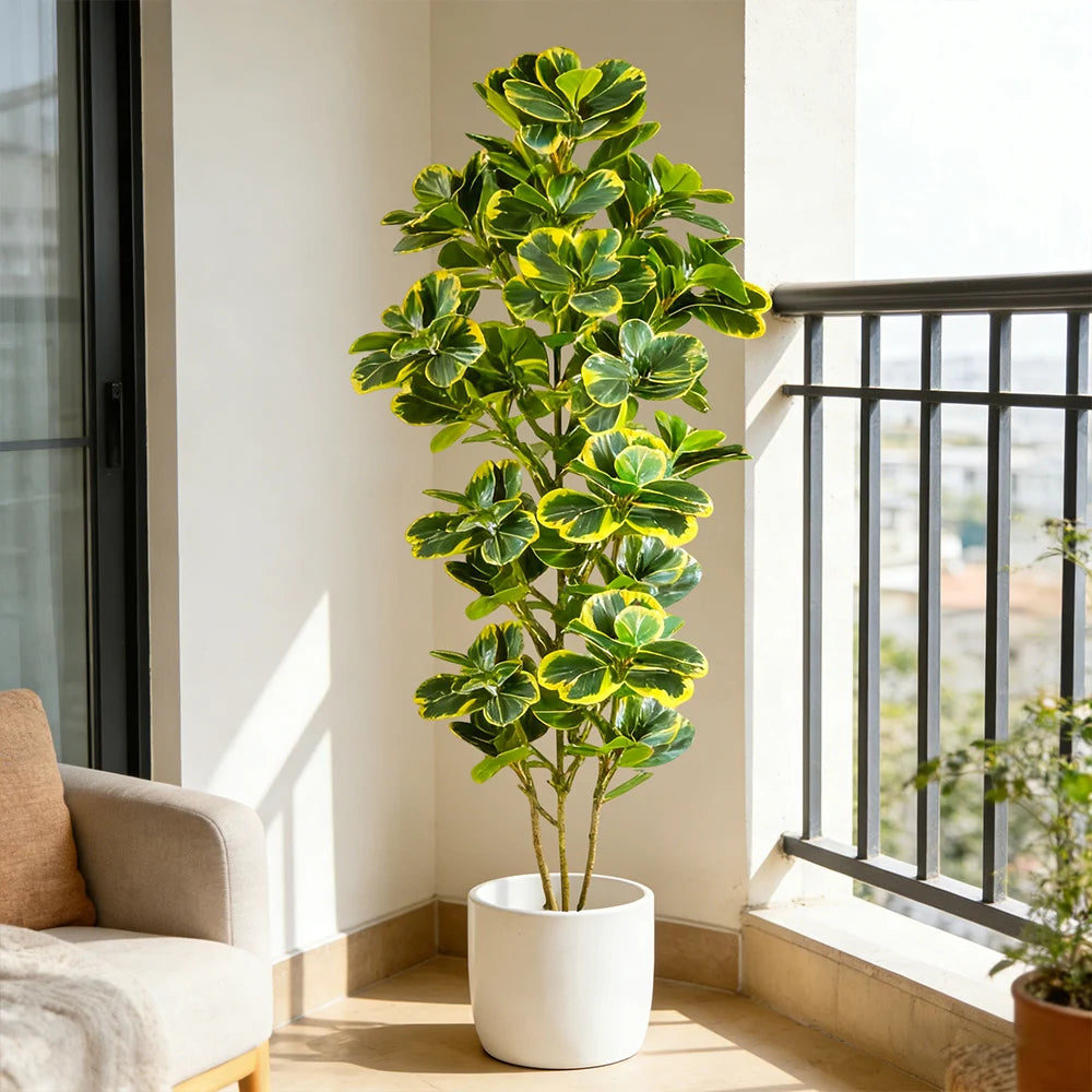 76-115cm Faux Ficus Tree Tall Fake Oak Tree Tropical Green Plant Palstic Banyan Branch For Home Floor Shop Party Wedding Decor