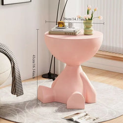 Cream-Colored Trendy Living Room Small Coffee Table, Creative Simple Plastic-Edge INS-Style Bedroom Corner Table