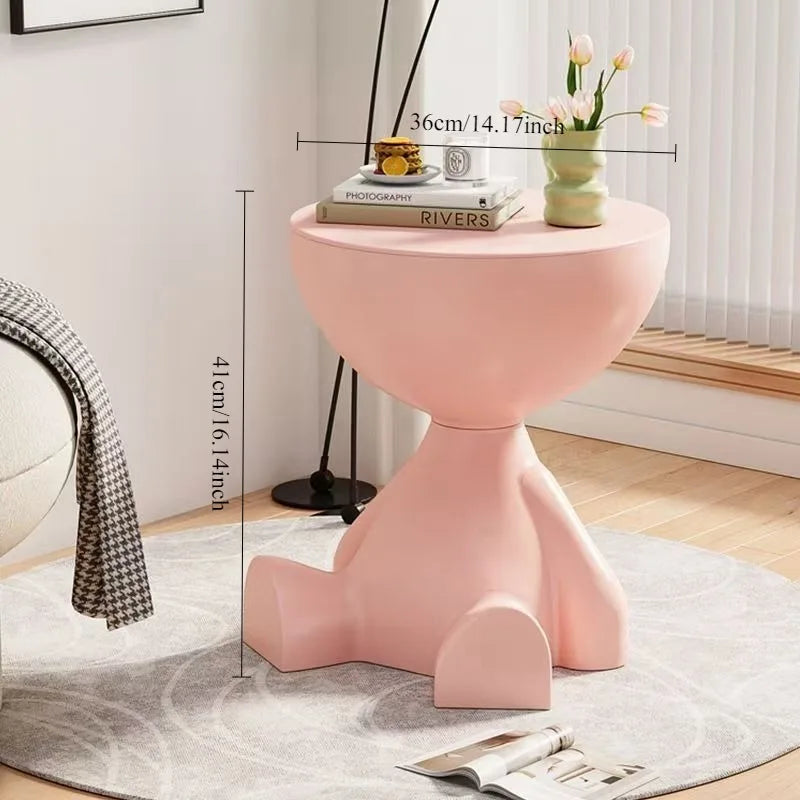 Cream-Colored Trendy Living Room Small Coffee Table, Creative Simple Plastic-Edge INS-Style Bedroom Corner Table