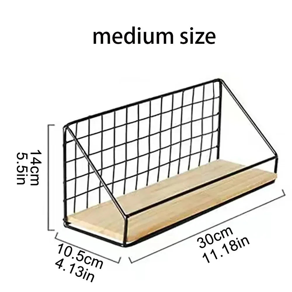 1-Piece Creative Wall Shelves, Bedroom Iron Wall-Hanging Storage Shelves, Storage Baskets, Hanging Shelves, Home Furnishing