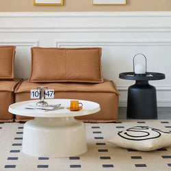 Modern Scandinavian Round Coffee Table, Luxury Minimalist Side Table for Small Spaces, Living Room, Bedroom or Bedside Use