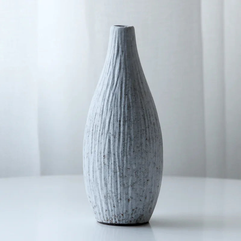 Japanese Style Stoneware Vase, Retro Style Flower Pot, Ceramic Tea Set Ornaments, Zen Home Decoration, Pottery Flower Ware