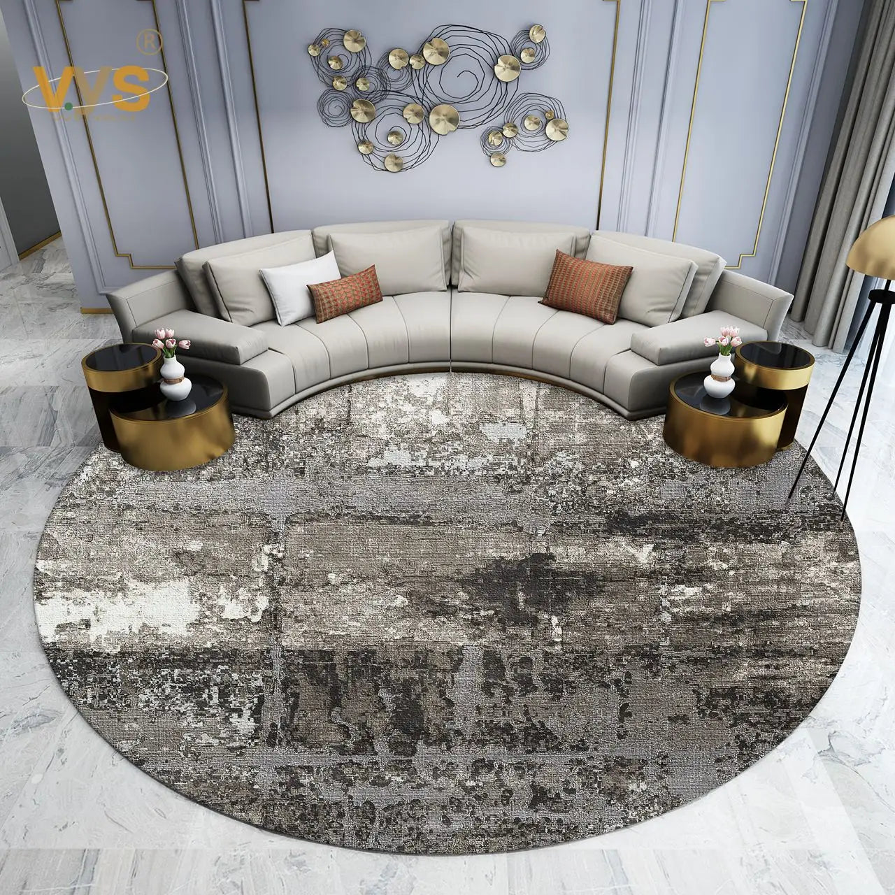 Modern-Style Rugs for Living Room, Light Luxury Bedroom Decor, Round Rug, Thick Plush Lounge Rug, Fluffy Soft Floor Gray Mat