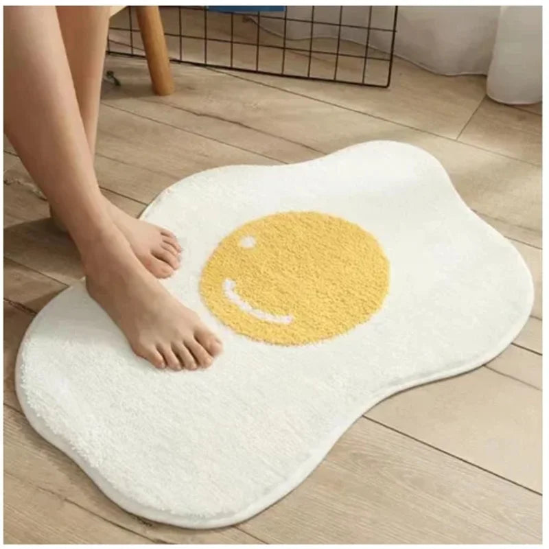 VIKAMA Fun Fried-Egg-Shaped Rug, Soft and Skin-Friendly Home Decor Rug for Living Room, Bedroom and Bedside Area