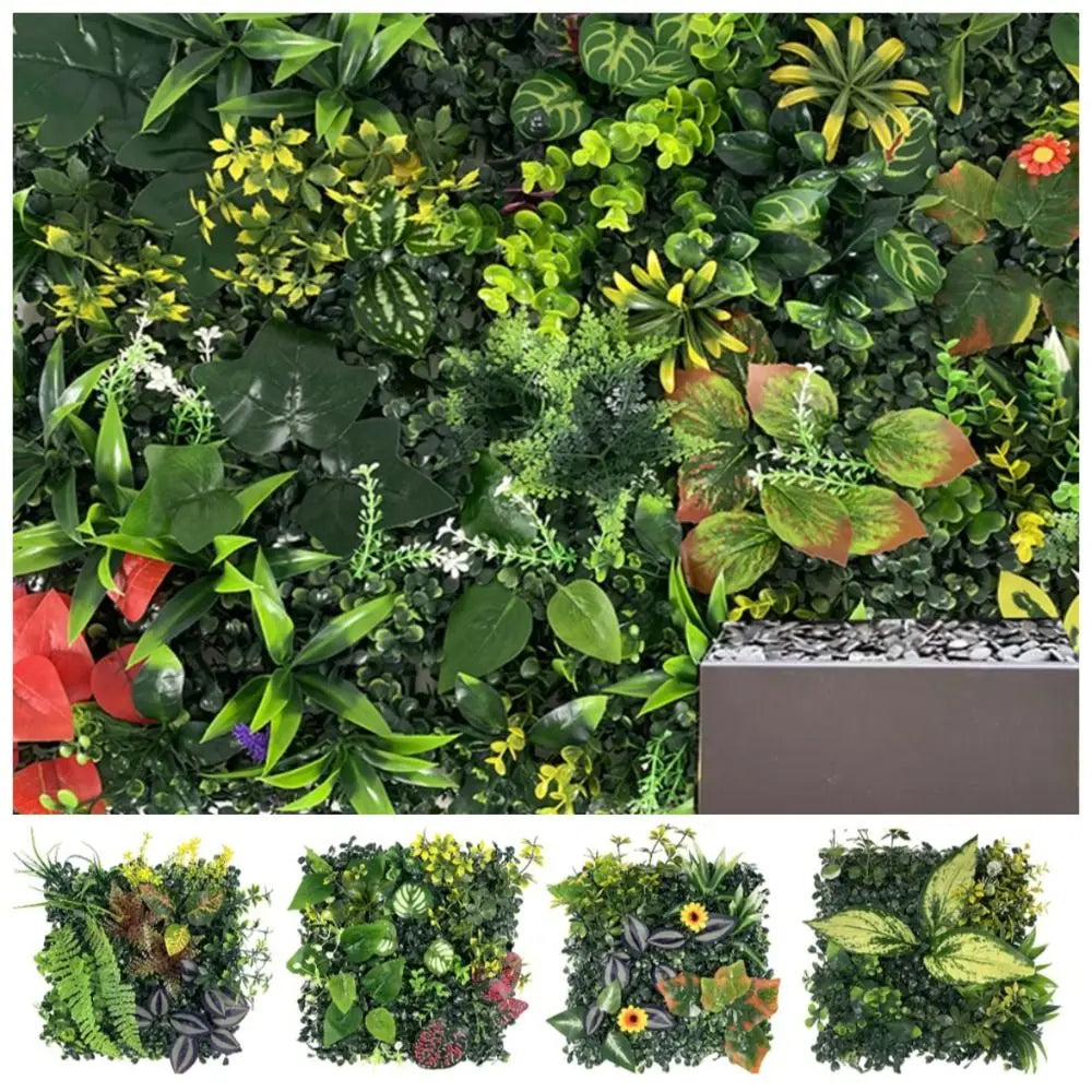 DIY Artificial Plant Wall Panel, Everlasting Sunflower Artificial Eucalyptus Green Mat, 25 * 25 cm Simulated Maple Plant Sheet