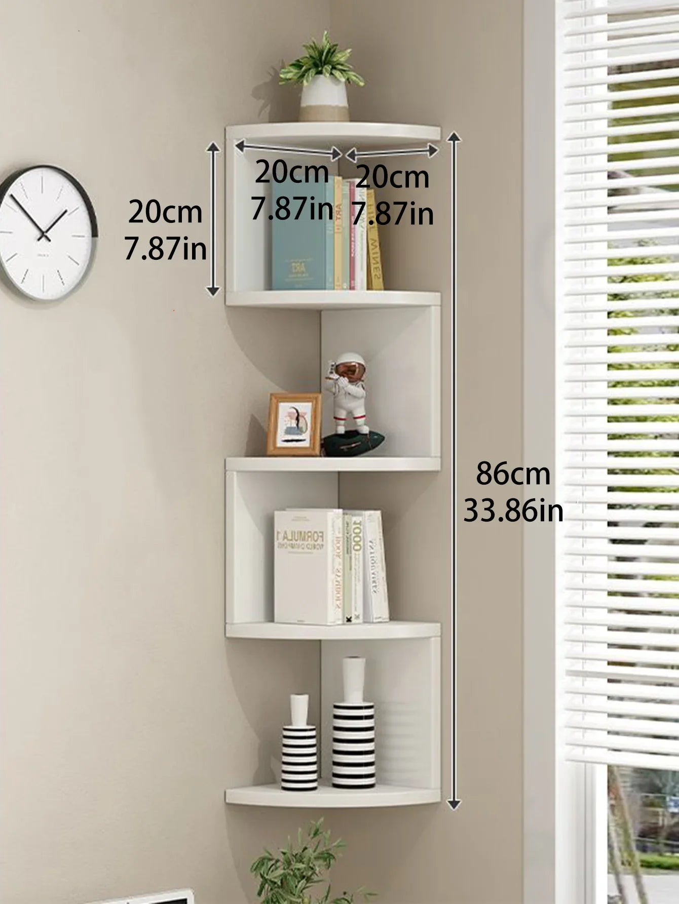 2/4/5-Tier Wooden Corner Shelf, Burlywood Storage Shelf, Boho Home Decor Floating Wall Organizer, Aesthetic Room Decoration