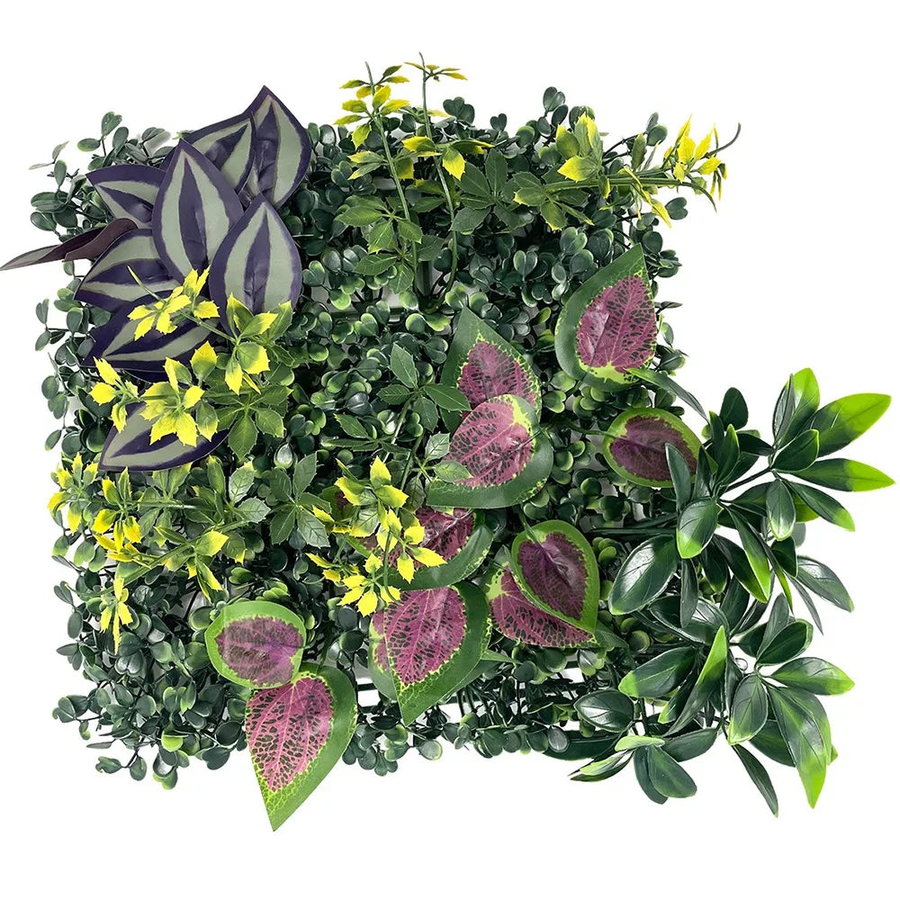 DIY Artificial Plant Wall Panel, Everlasting Sunflower Artificial Eucalyptus Green Mat, 25 * 25 cm Simulated Maple Plant Sheet