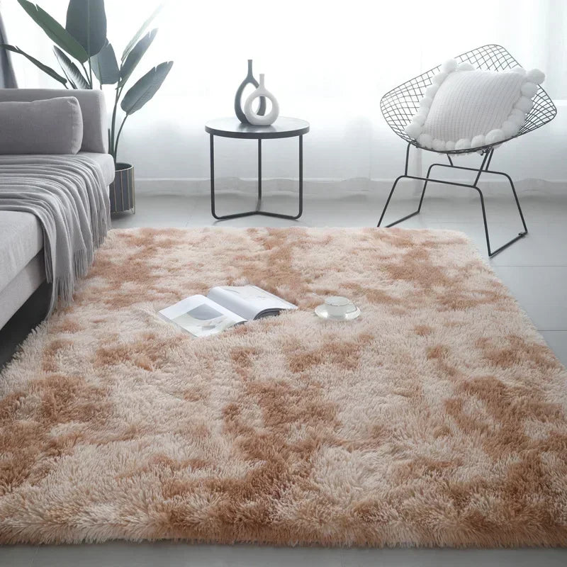 Wholesale Color-Changing Silk-Wool Living Room Sofa Rug, Bedroom Bed Tie-Dye Printed Rug and Wool Blanket