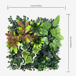 DIY Artificial Plant Wall Panel, Everlasting Sunflower Artificial Eucalyptus Green Mat, 25 * 25 cm Simulated Maple Plant Sheet