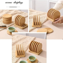 Bamboo Base Coaster Set Simple Creative Cup Holder Round Water Cup Insulation Pad Bamboo Tea Cup Holder Display Rack Accessories