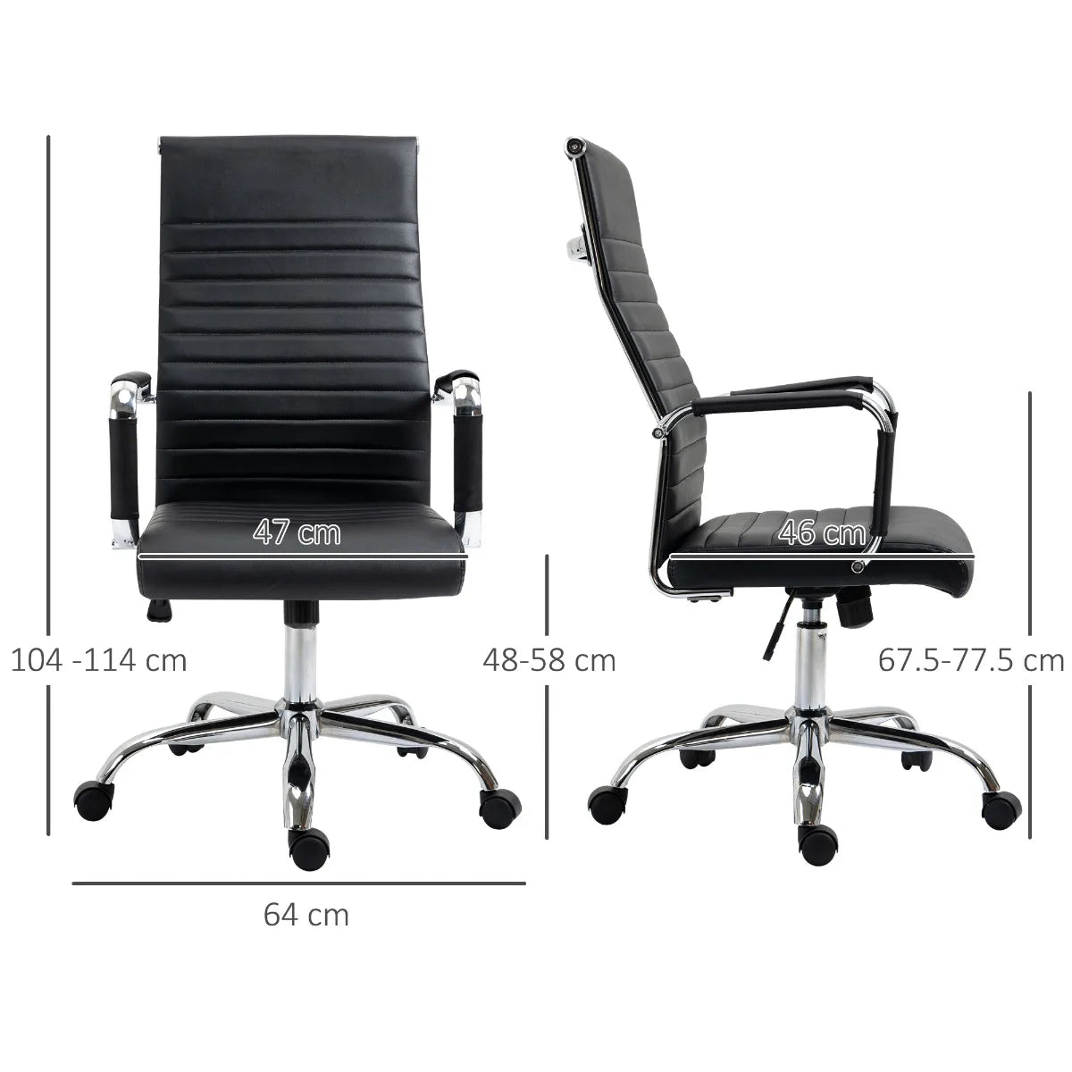 Office Chair, Ergonomic Executive Chair with Rocking Function, Height Adjustable, Upholstered with Faux Leather and Foam, Black