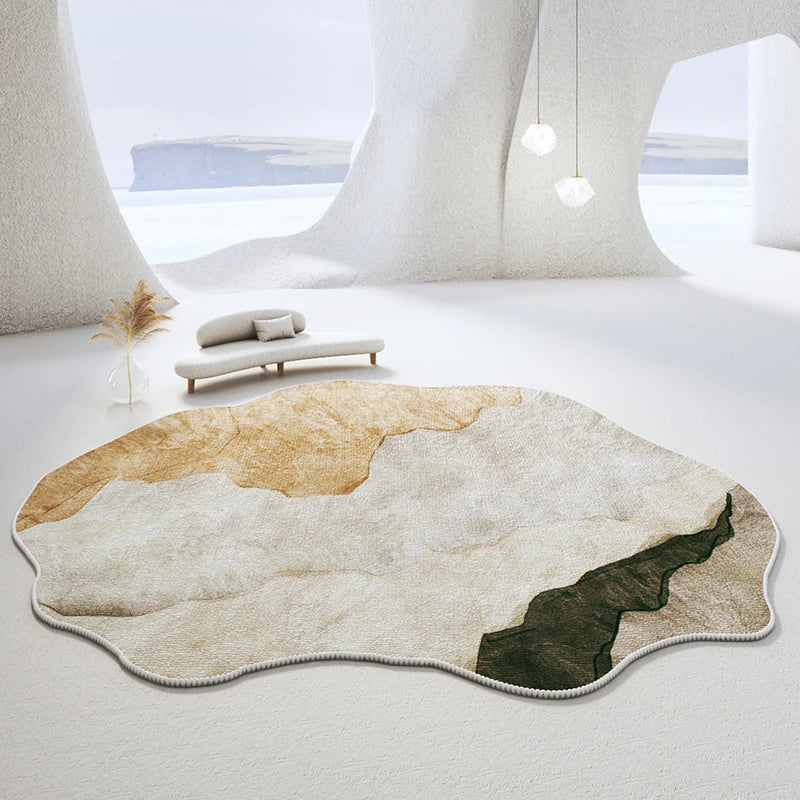 Light Luxury Bedroom Decor Irregular Rug, Large Living Room Rug, Washable Lounge Soft Floor Mat, Home Anti-Slip Carpet