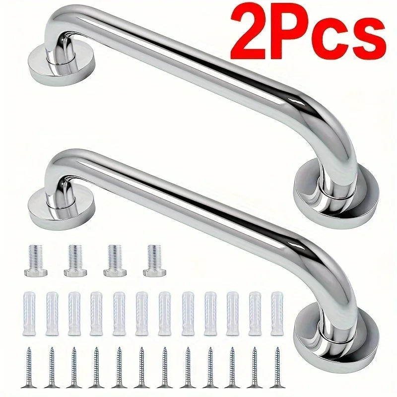 1/2 Piece Bathroom Handrail, Safe and Accessible, Disabled and Elderly, Non Slip Toilet Handrail, Stainless Steel, Sturdy