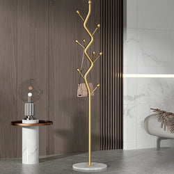 Modern metal vertical coat rack - with marble base | Exquisite and simple design, freestanding hall hat and coat rack