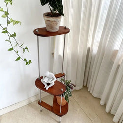 Modern Solid Wood Furniture Plant Stand Adjustable Shelf for Living   Heavy Duty Geometric Design Home Decor