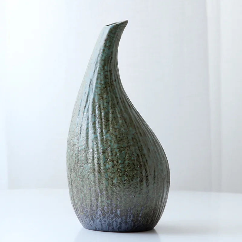 Japanese Style Stoneware Vase, Retro Style Flower Pot, Ceramic Tea Set Ornaments, Zen Home Decoration, Pottery Flower Ware