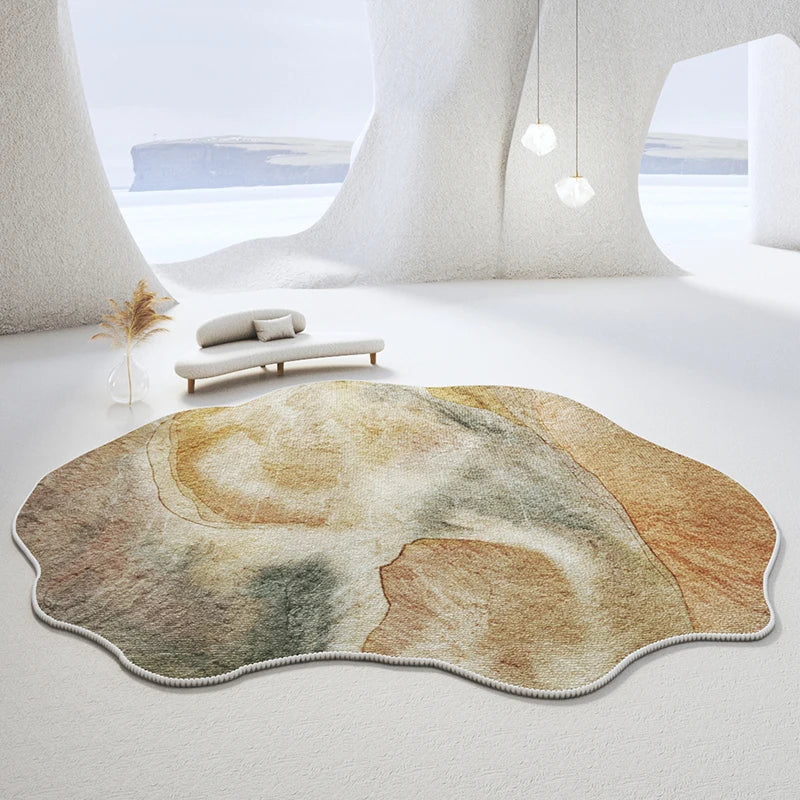 Light Luxury Bedroom Decor Irregular Rug, Large Living Room Rug, Washable Lounge Soft Floor Mat, Home Anti-Slip Carpet