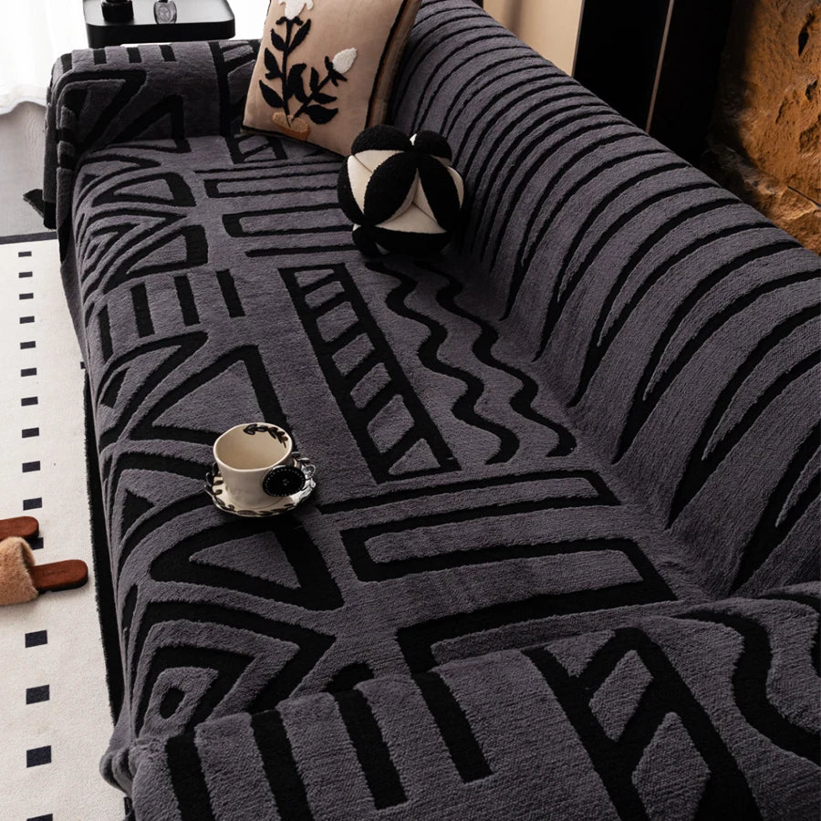 1-Piece New Bohemian-Style Sofa Protector, Vintage Interwoven Comfortable Sofa Blanket, Pet-Friendly, Anti-Slip Protection, Luxury