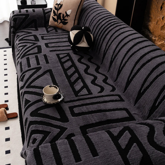 1-Piece New Bohemian-Style Sofa Protector, Vintage Interwoven Comfortable Sofa Blanket, Pet-Friendly, Anti-Slip Protection, Luxury