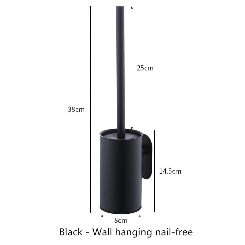 Circular type Stainless Steel Toilet Brush Black Bathroom Cleaning Brush Holder with Toilet Brush Wall Mount Seven color options