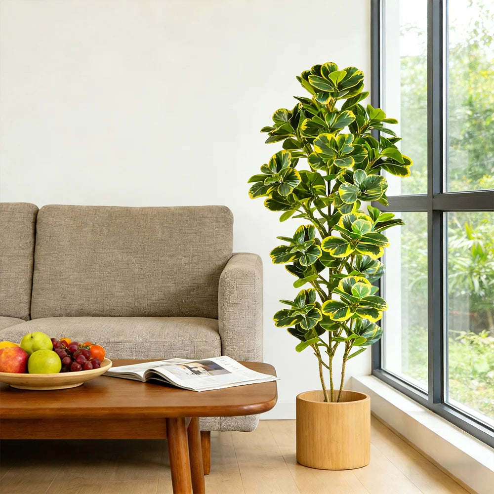 76-115cm Faux Ficus Tree Tall Fake Oak Tree Tropical Green Plant Palstic Banyan Branch For Home Floor Shop Party Wedding Decor