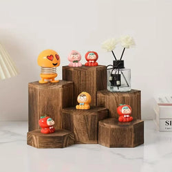 Wooden 6-piece Hexagonal Display Rack Suitable for Showcasing Jewelry and Accessories Brown Cube Storage Rack Gift Storage