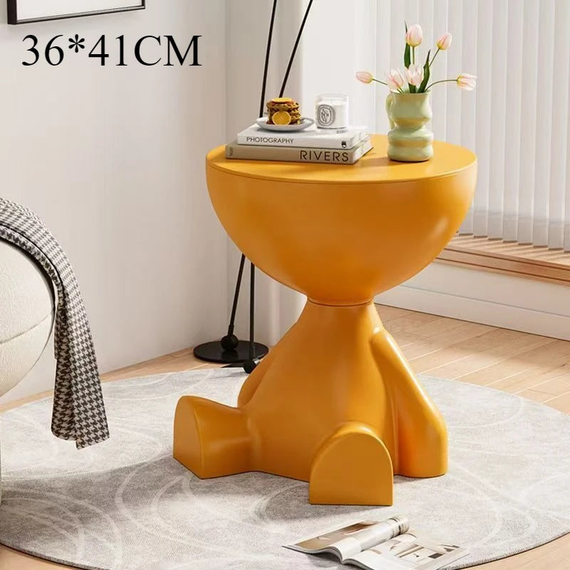 Cream-Colored Trendy Living Room Small Coffee Table, Creative Simple Plastic-Edge INS-Style Bedroom Corner Table