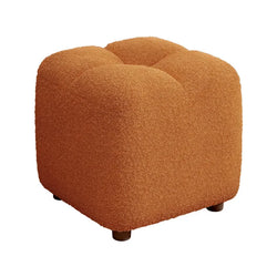 Lambs Wool Small Pouf Stool - Plush Sitting Cushion for Sofa, Living Room & Entryway, Soft Footrest & Shoe Changing Stool