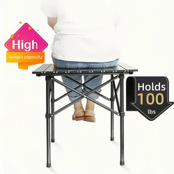 Portable stainless steel folding table, camping barbecue table - compact outdoor leisure thickened picnic equipment.