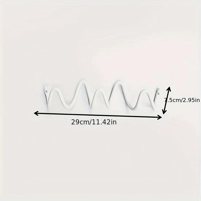 Wave-Shaped Metal Wall Hook, Silver/Black, Creative Coat Rack for Home, Hotel and Entrance Halls