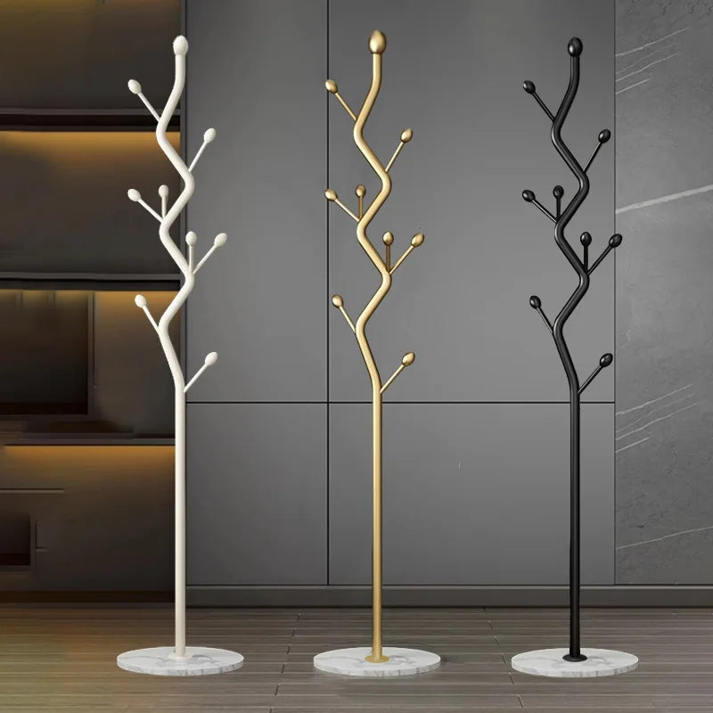 Modern metal vertical coat rack - with marble base | Exquisite and simple design, freestanding hall hat and coat rack