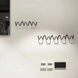Wavy Design Wall Mounted Metal Hook Silver Black Creative Coat Rack for Home Hotel Entryway