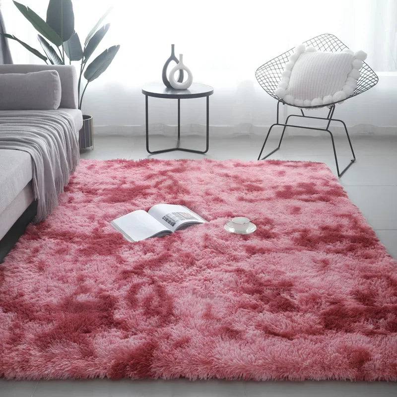 Wholesale Color-Changing Silk-Wool Living Room Sofa Rug, Bedroom Bed Tie-Dye Printed Rug and Wool Blanket