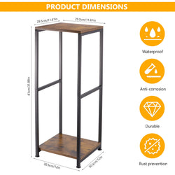 2-Tier Metal Plant Stand, Modern Wooden Corner Flower Pot Holder, Indoor Square Shelf Display Rack