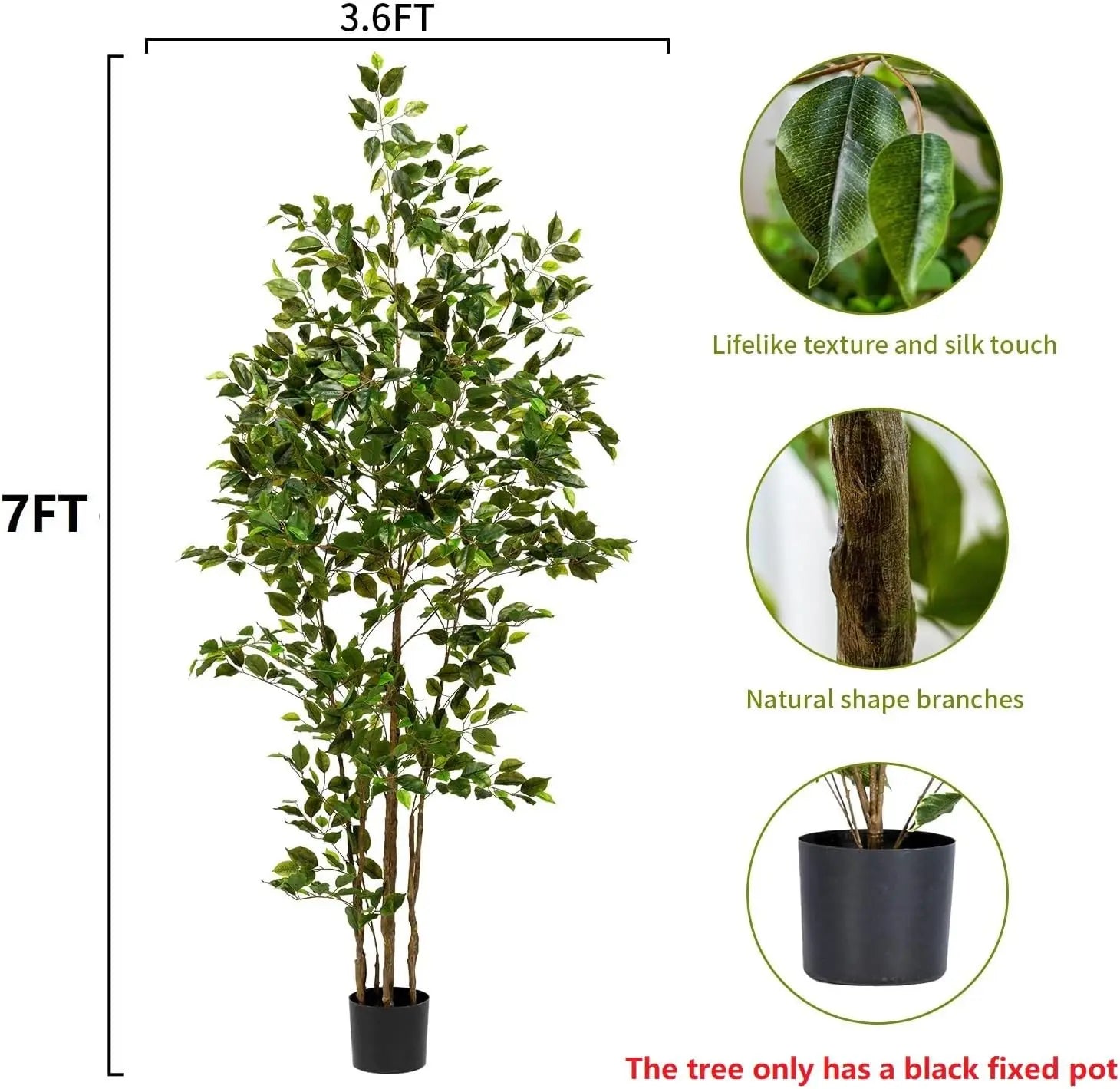 Low-Maintenance Artificial Ficus Tree - Enjoy Evergreen Beauty All Year Round, No Watering or Pruning Required