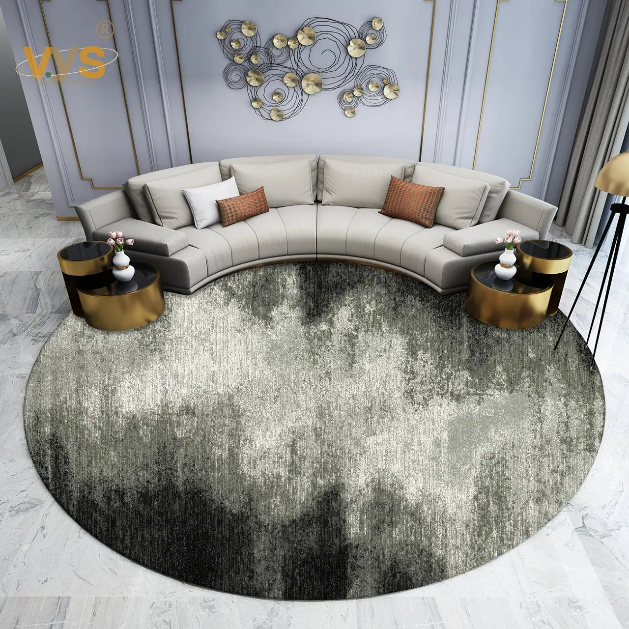 Modern-Style Rugs for Living Room, Light Luxury Bedroom Decor, Round Rug, Thick Plush Lounge Rug, Fluffy Soft Floor Gray Mat