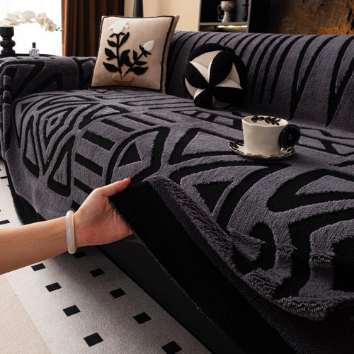 1-Piece New Bohemian-Style Sofa Protector, Vintage Interwoven Comfortable Sofa Blanket, Pet-Friendly, Anti-Slip Protection, Luxury